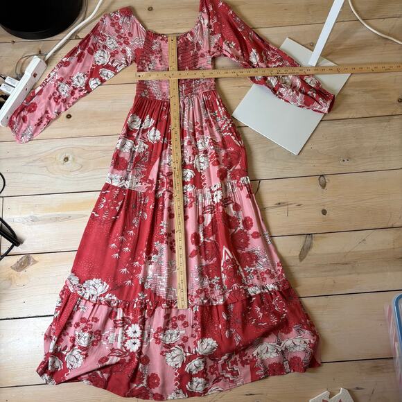 Natural Life NWT Women's Daria Smocked Maxi Dress Red Pink Size S - Picture 9 of 9